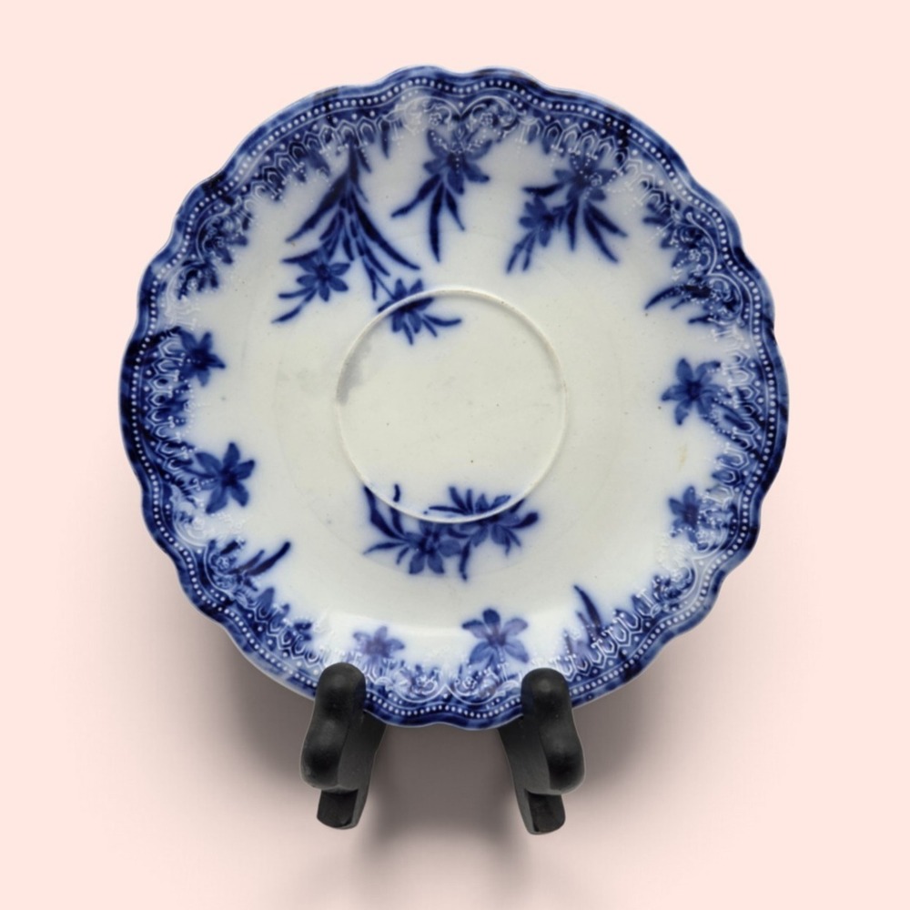 Vintage W.H. Grindley Dover Pattern Flow Blue Saucer Made In England